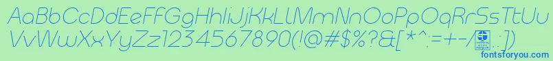 MeltixLightItalicDemo Font – Blue Fonts on Green Background