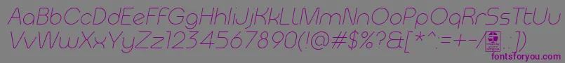 MeltixLightItalicDemo Font – Purple Fonts on Gray Background