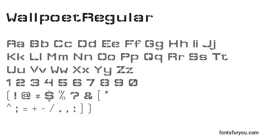 Czcionka WallpoetRegular – alfabet, cyfry, specjalne znaki