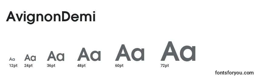 Размеры шрифта AvignonDemi