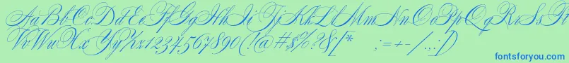 SplendidScript-Schriftart – Blaue Schriften auf grünem Hintergrund