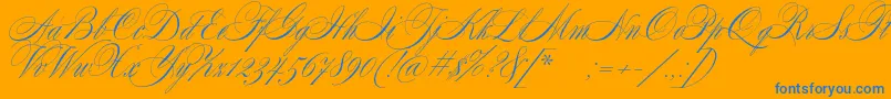 SplendidScript-Schriftart – Blaue Schriften auf orangefarbenem Hintergrund