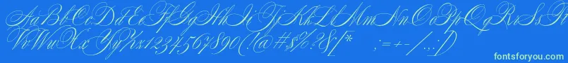 SplendidScript-Schriftart – Grüne Schriften auf blauem Hintergrund