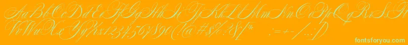 Fonte SplendidScript – fontes verdes em um fundo laranja