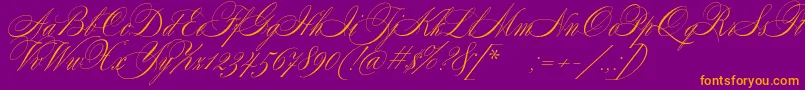 フォントSplendidScript – 紫色の背景にオレンジのフォント