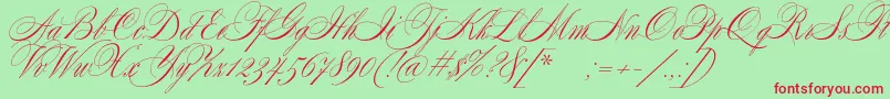 フォントSplendidScript – 赤い文字の緑の背景