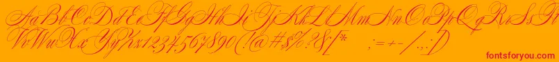 Czcionka SplendidScript – czerwone czcionki na pomarańczowym tle