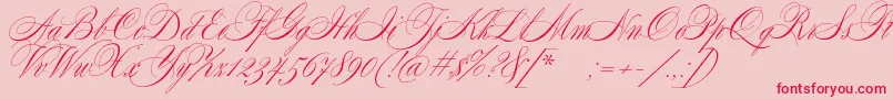 フォントSplendidScript – ピンクの背景に赤い文字