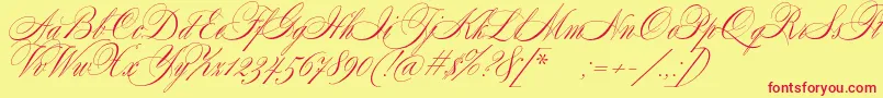 Czcionka SplendidScript – czerwone czcionki na żółtym tle