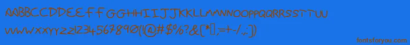 Danhands Font – Brown Fonts on Blue Background