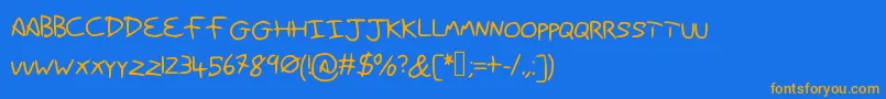 Danhands Font – Orange Fonts on Blue Background