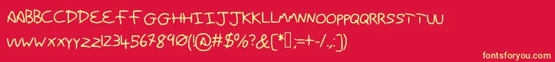 Danhands-fontti – keltaiset fontit punaisella taustalla