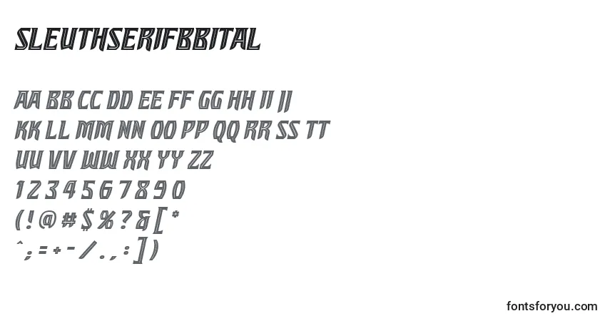 Шрифт SleuthserifbbItal – алфавит, цифры, специальные символы
