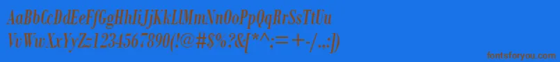 BodoniMtCondensedРљСѓСЂСЃРёРІ Font – Brown Fonts on Blue Background