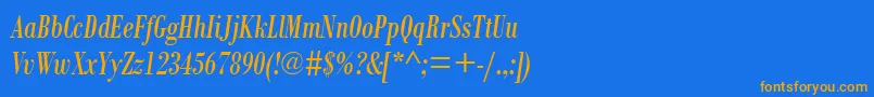 BodoniMtCondensedРљСѓСЂСЃРёРІ Font – Orange Fonts on Blue Background