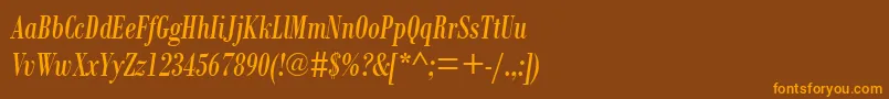 BodoniMtCondensedРљСѓСЂСЃРёРІ Font – Orange Fonts on Brown Background