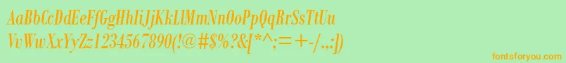 フォントBodoniMtCondensedРљСѓСЂСЃРёРІ – オレンジの文字が緑の背景にあります。