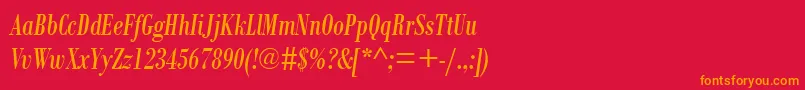 BodoniMtCondensedРљСѓСЂСЃРёРІ Font – Orange Fonts on Red Background