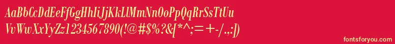 BodoniMtCondensedРљСѓСЂСЃРёРІ Font – Yellow Fonts on Red Background