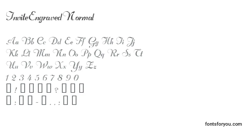 A fonte InviteEngravedNormal – alfabeto, números, caracteres especiais