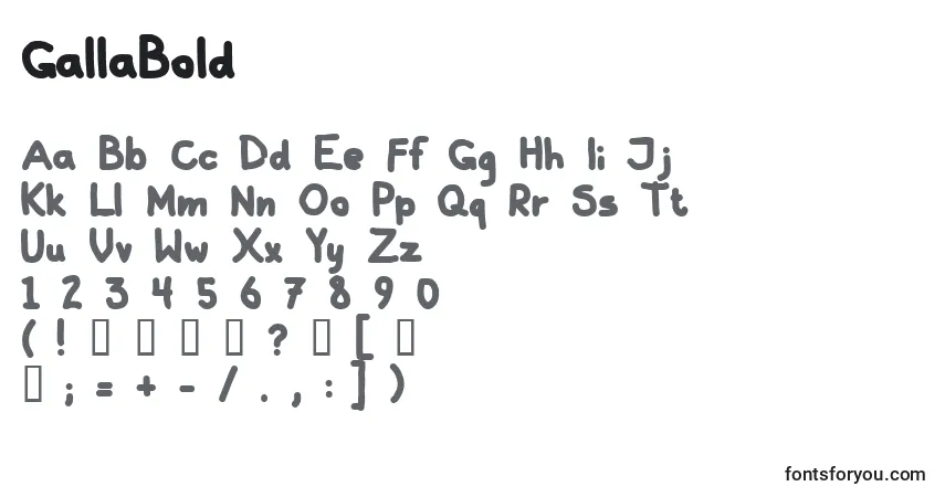 Шрифт GallaBold – алфавит, цифры, специальные символы