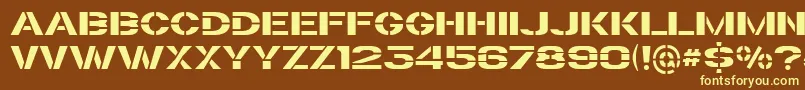 TrafaretKit Font – Yellow Fonts on Brown Background