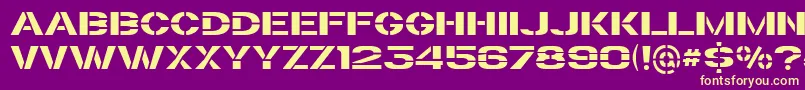 TrafaretKit-Schriftart – Gelbe Schriften auf violettem Hintergrund