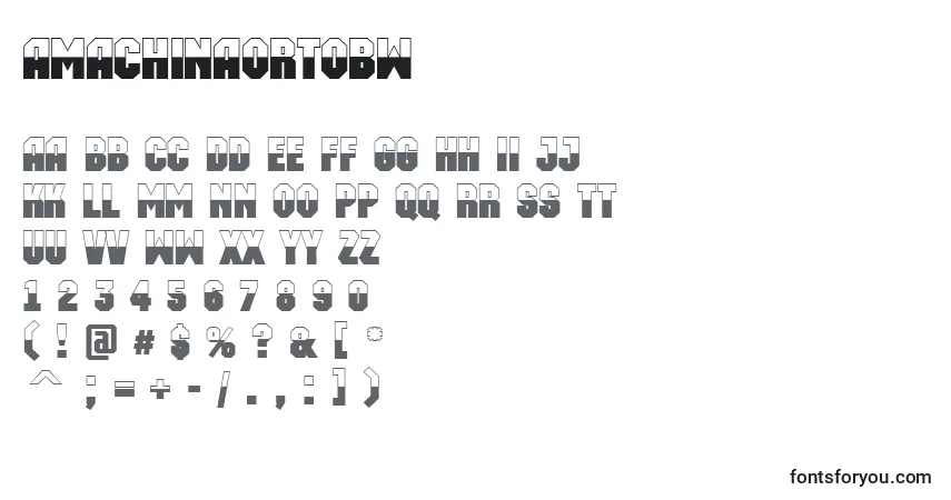 Czcionka AMachinaortobw – alfabet, cyfry, specjalne znaki