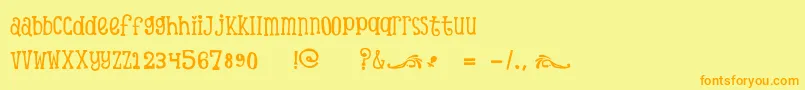 ScTinasBabyShowerDemo-Schriftart – Orangefarbene Schriften auf gelbem Hintergrund