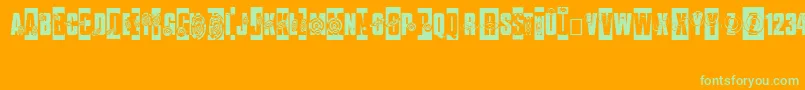 ISeeSpiralsEverywhere-Schriftart – Grüne Schriften auf orangefarbenem Hintergrund