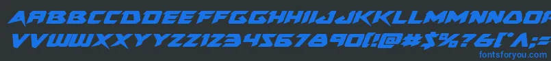 Skirmisherexpandital Font – Blue Fonts on Black Background