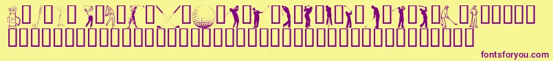 HoleInOne-Schriftart – Violette Schriften auf gelbem Hintergrund