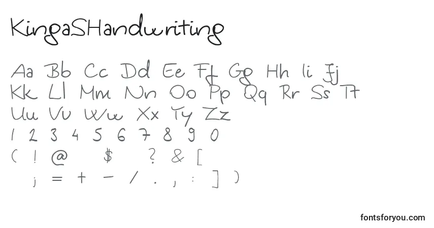 A fonte KingaSHandwriting – alfabeto, números, caracteres especiais