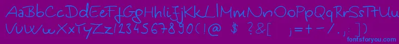 KingaSHandwriting Font – Blue Fonts on Purple Background