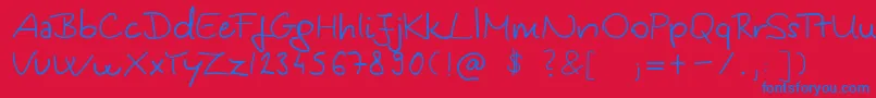 KingaSHandwriting Font – Blue Fonts on Red Background