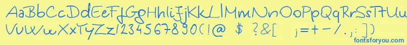 KingaSHandwriting Font – Blue Fonts on Yellow Background