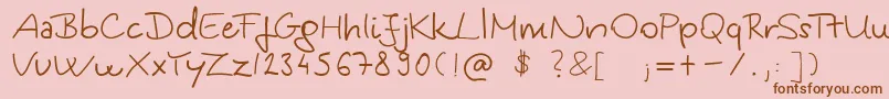 KingaSHandwriting-fontti – ruskeat fontit vaaleanpunaisella taustalla