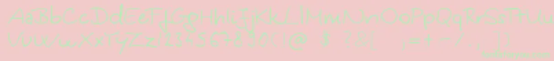 フォントKingaSHandwriting – ピンクの背景に緑の文字