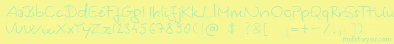 Weitere Informationen zur KingaSHandwriting-Schriftart KingaSHandwriting-Schriftart – Grüne Schriften auf gelbem Hintergrund