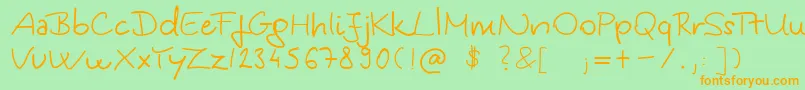 Czcionka KingaSHandwriting – pomarańczowe czcionki na zielonym tle
