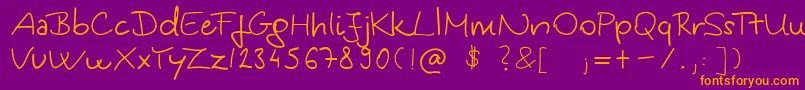 KingaSHandwriting-Schriftart – Orangefarbene Schriften auf violettem Hintergrund