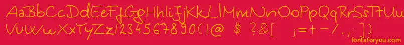Czcionka KingaSHandwriting – pomarańczowe czcionki na czerwonym tle