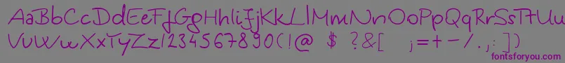 KingaSHandwriting Font – Purple Fonts on Gray Background