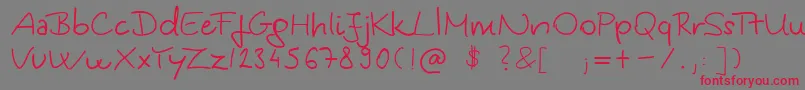 KingaSHandwriting Font – Red Fonts on Gray Background