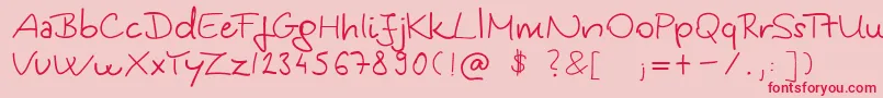 KingaSHandwriting Font – Red Fonts on Pink Background