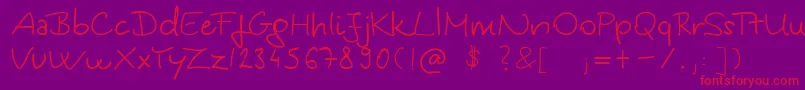 KingaSHandwriting Font – Red Fonts on Purple Background
