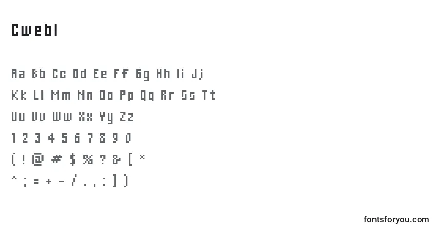 Schriftart Cwebl – Alphabet, Zahlen, spezielle Symbole