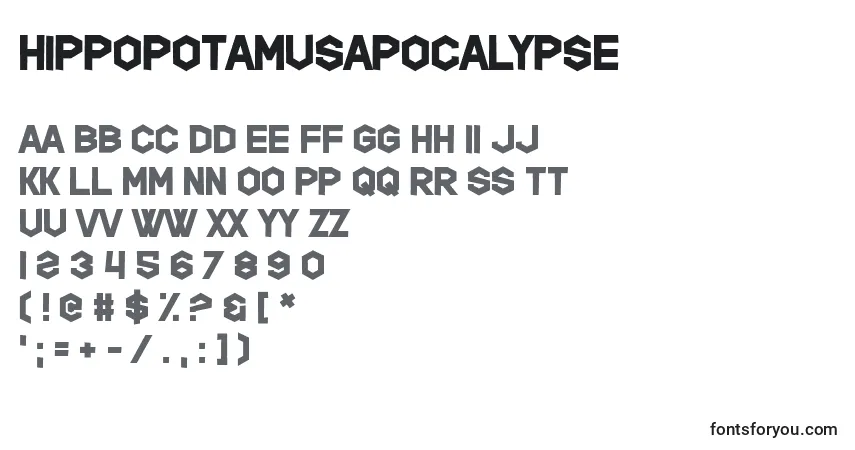 A fonte HippopotamusApocalypse – alfabeto, números, caracteres especiais