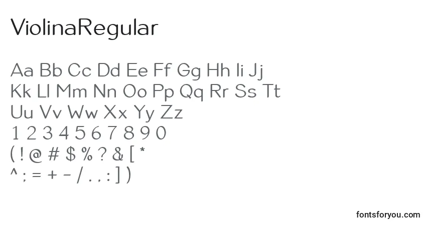 Schriftart ViolinaRegular (106766) – Alphabet, Zahlen, spezielle Symbole
