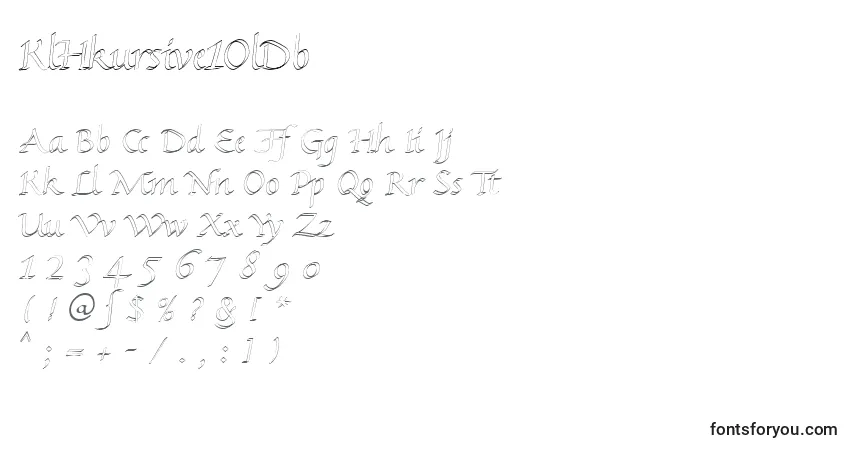 Czcionka KlHkursive1OlDb – alfabet, cyfry, specjalne znaki